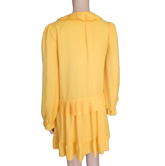 Athe Vanessa Bruno Womens Fringed Yellow Aline Dress Dropped Waist Size 34 - Picture 7 of 8